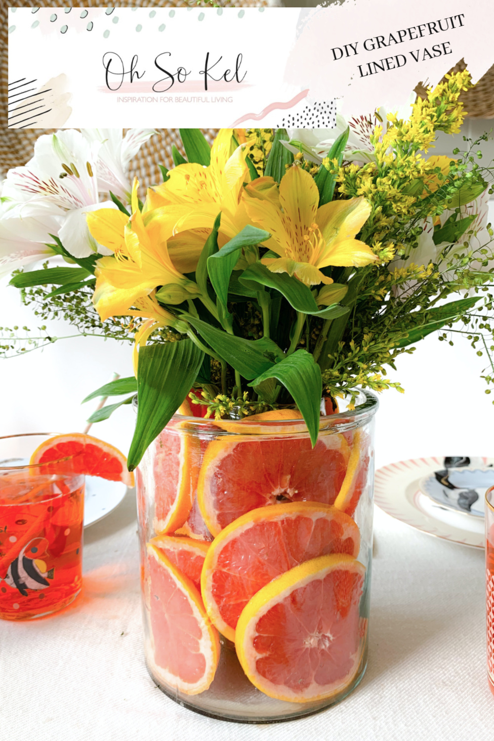 DIY Grapefruit Vase Centrepiece