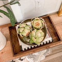 OH SO KEL WOODEN STUD TRAY WITH HANDLES
