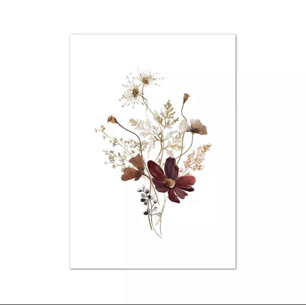 Nordic Botanical Autumnal Canvas Art Print A4