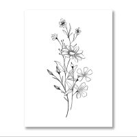 Black Botanical Flowers Canvas Art Print 2 A4