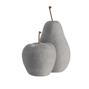 Grey Concrete Apple and Pear Kitchen Ornaments