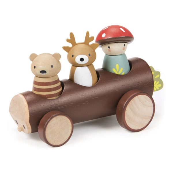 Wooden Log Car Toy Set