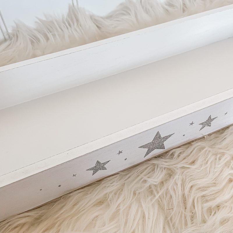 Long White Wooden Tray with Stars