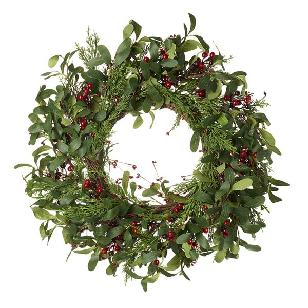 Green Foliage and Red Berry Christmas Wreath