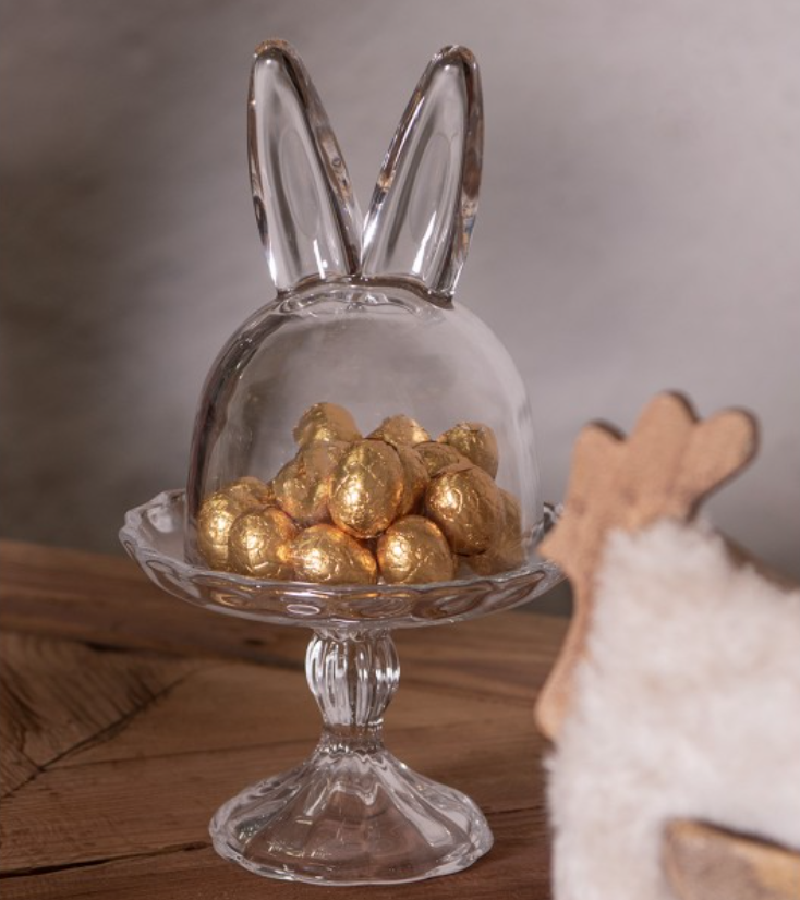 Clear Glass Bunny Ears Cloche