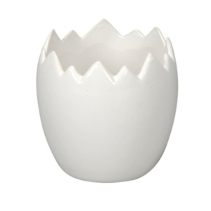 White Ceramic Cracked Egg Pot