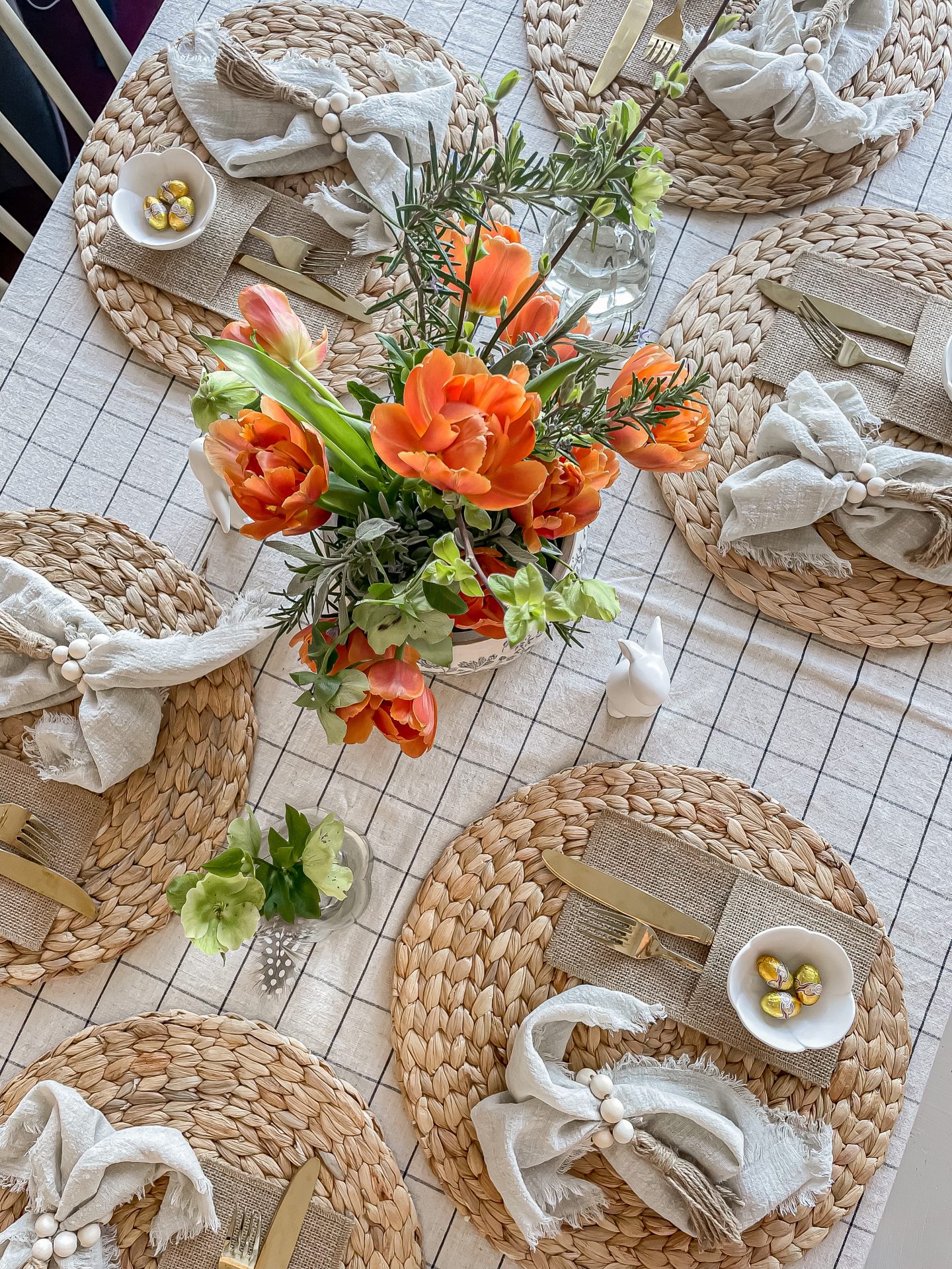 Rustic neutral easter tablescape