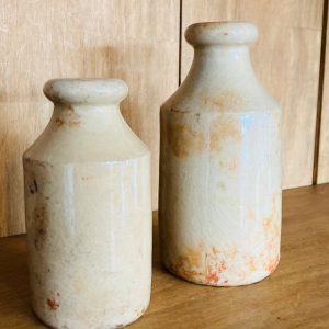 Antique Neutral Stoneware Ink Bottle Large