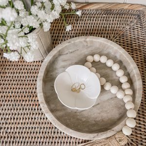 white porcelain flower trinket bowl