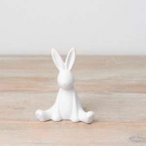 White Ceramic Sitting Bunny Medium - 12cm